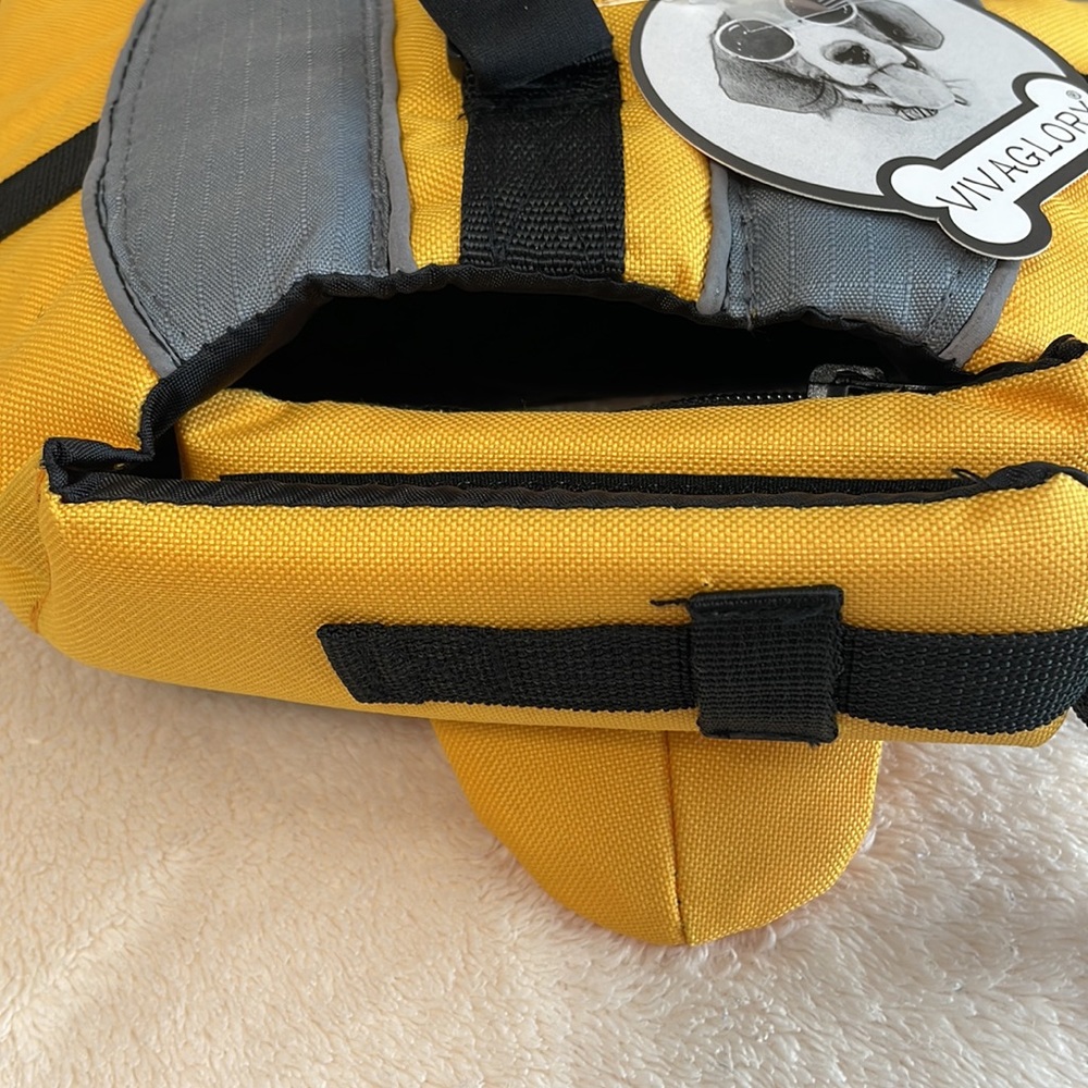 ๐HP๐ VIVAGLORY Dog Life Jacket Extra Padding Pet Safety Vest Yellow/Gray Sz S - Picture 2 of 12